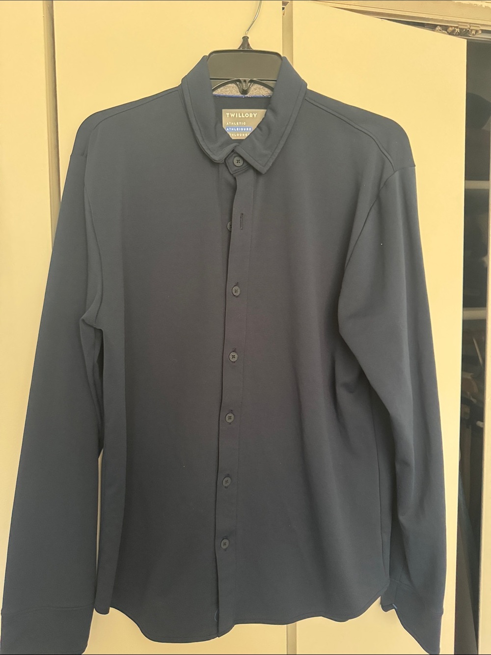 Men's Navy Twillory Long-Sleeve Button-Up Polo - Picture 2 of 3